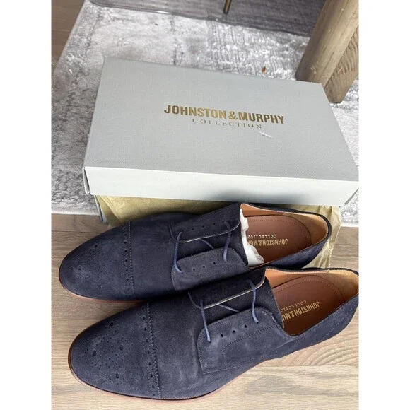 New Johnston & Murphy Collection Ashford Suede Leather Oxford Shoes men Sz 8.5